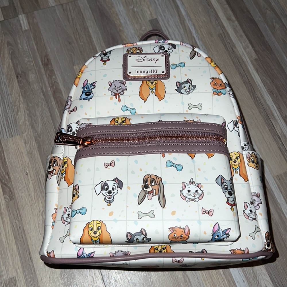 Loungefly Disney Cream Puppy Pattern Mini Backpack